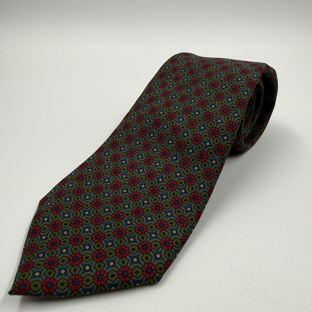 Majesty Tie Mens One Size Multicolor Geometric Silk Made In England Classic